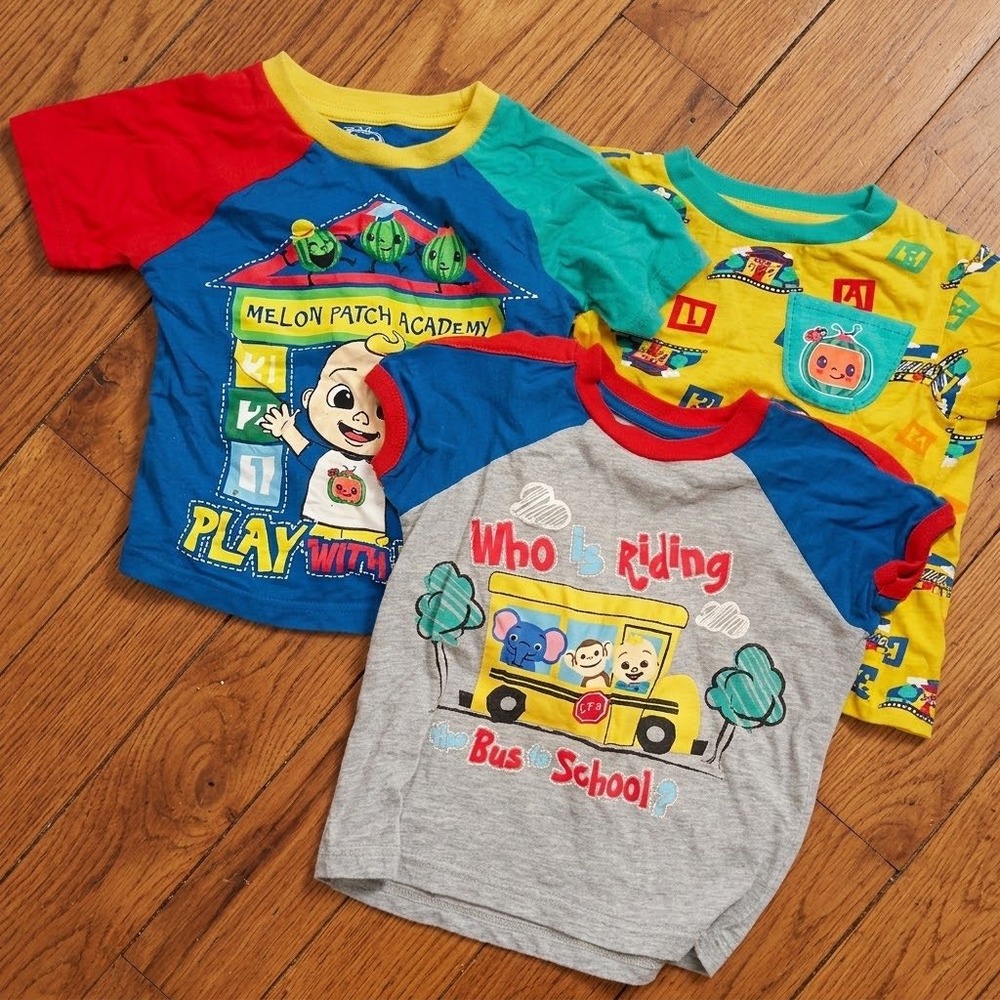 Cocomelon Toddler 4T Graphic T-Shirt Bundle Set of 3 JJ School Bus Multicolor